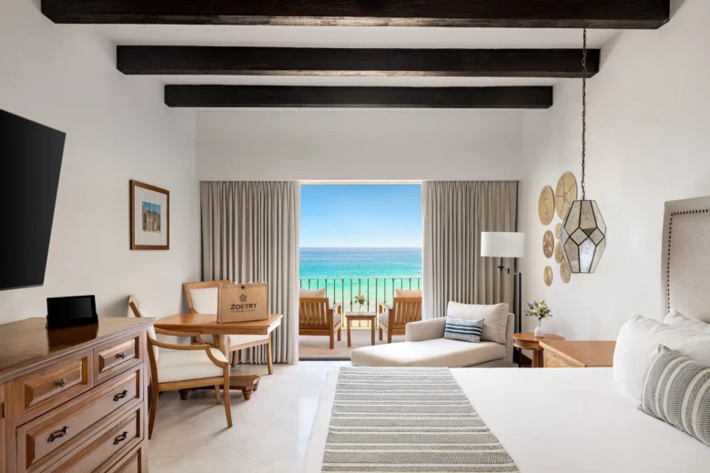 Junior Suite Oceanfront with king bed and private balcony overlooking the ocean at Zoëtry Casa del Mar Los Cabos.