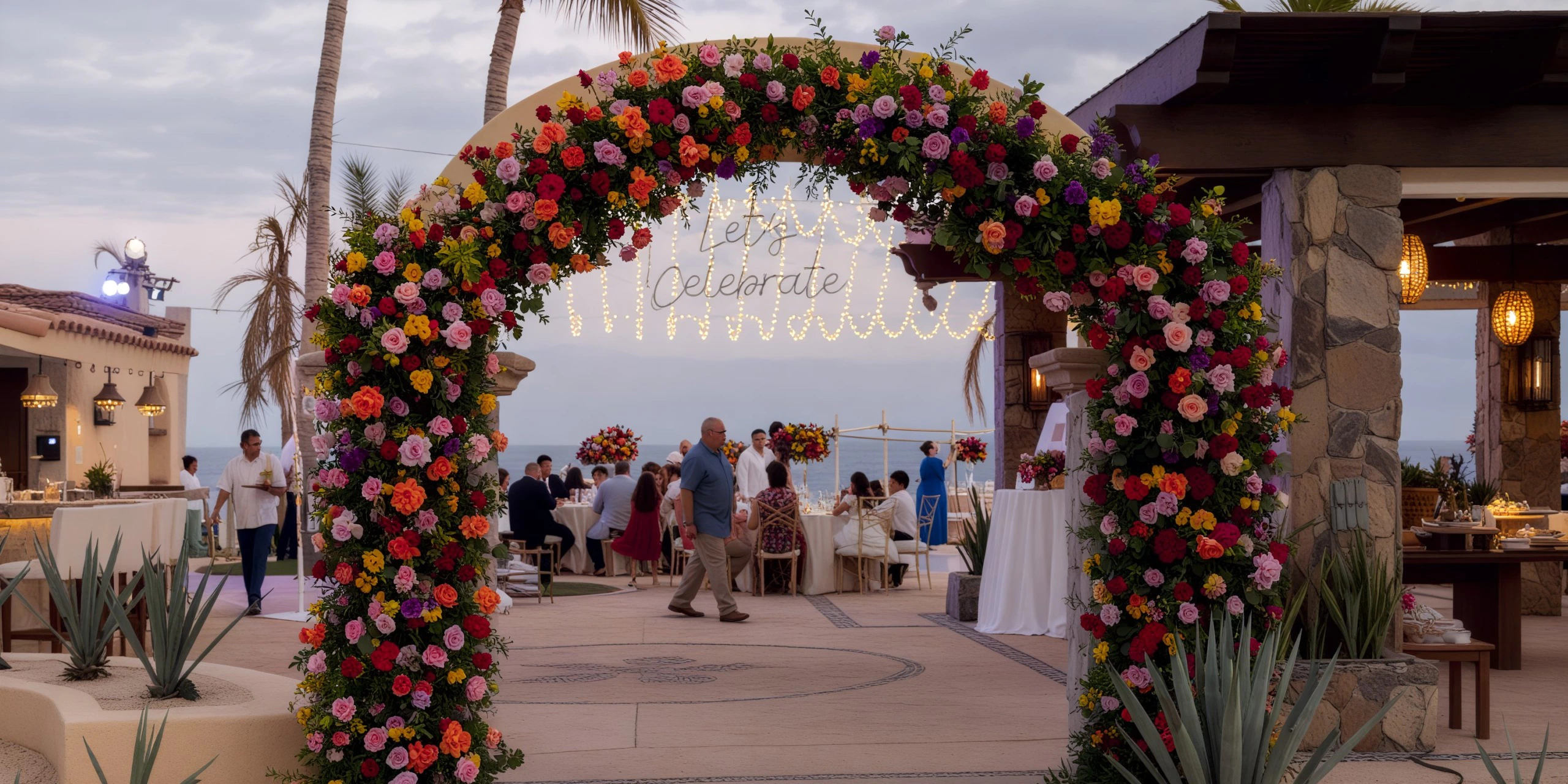 Saltwater oceanfront terrace venue with pergola and reception setup at Zoëtry Casa del Mar Los Cabos